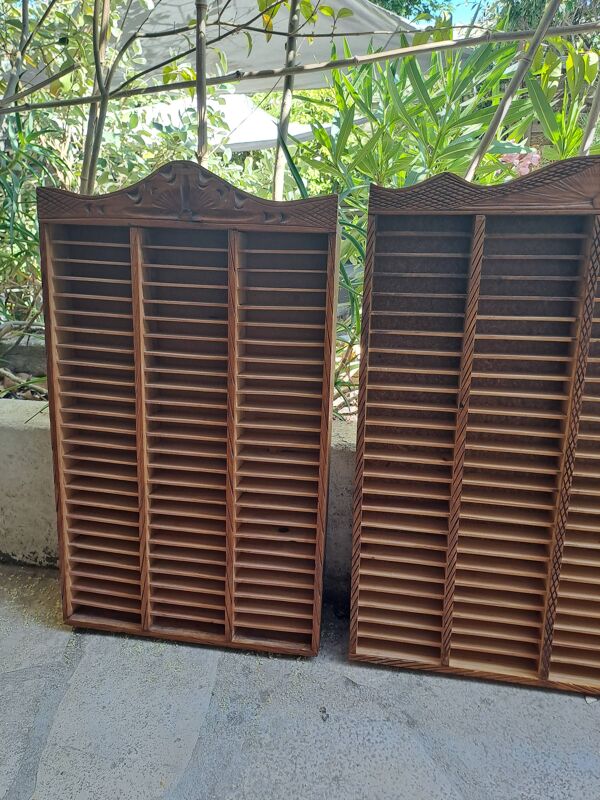 Lot 3 Casiers collection Rangement Bois Décoration  casier d'imprimerie pour collections