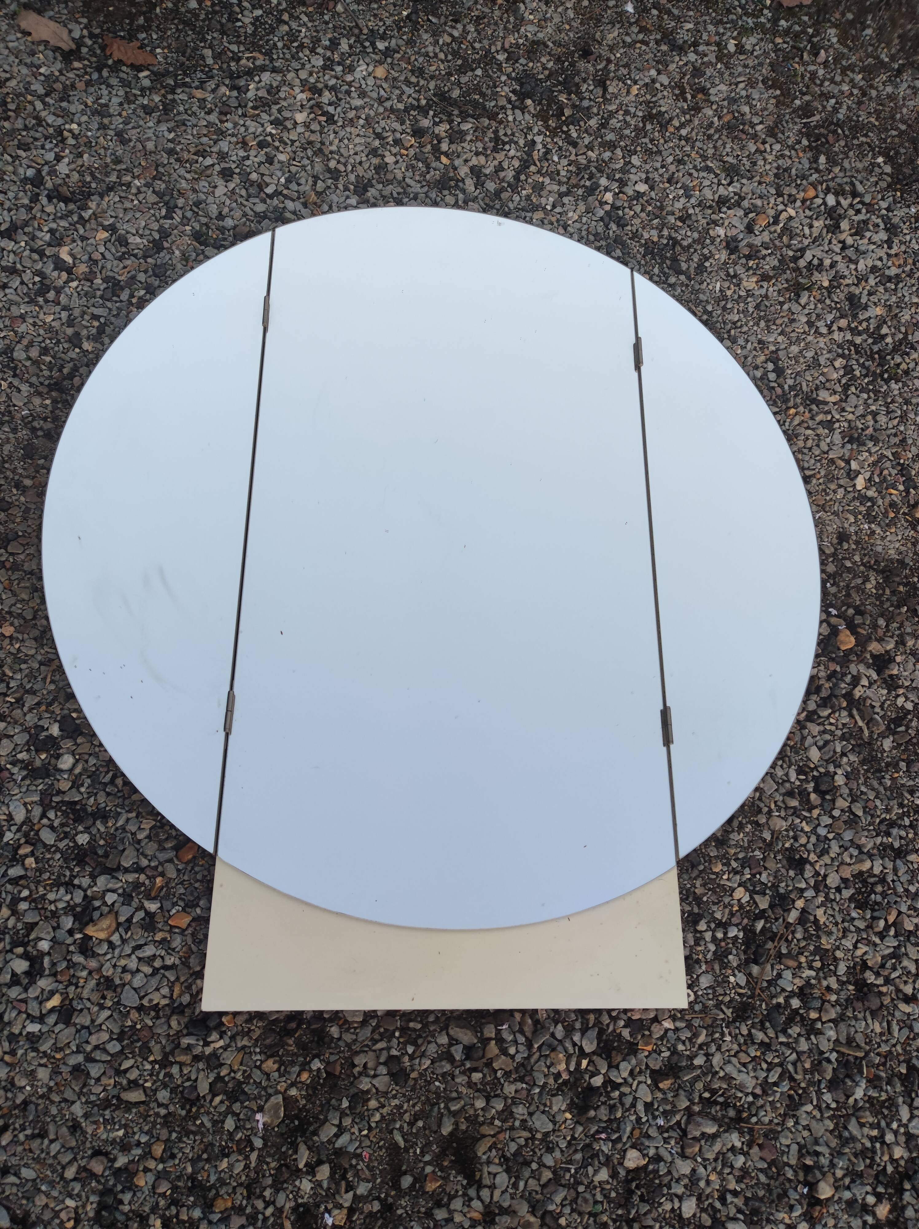 Round folding triptych wall mirror, diameter: 98 cm