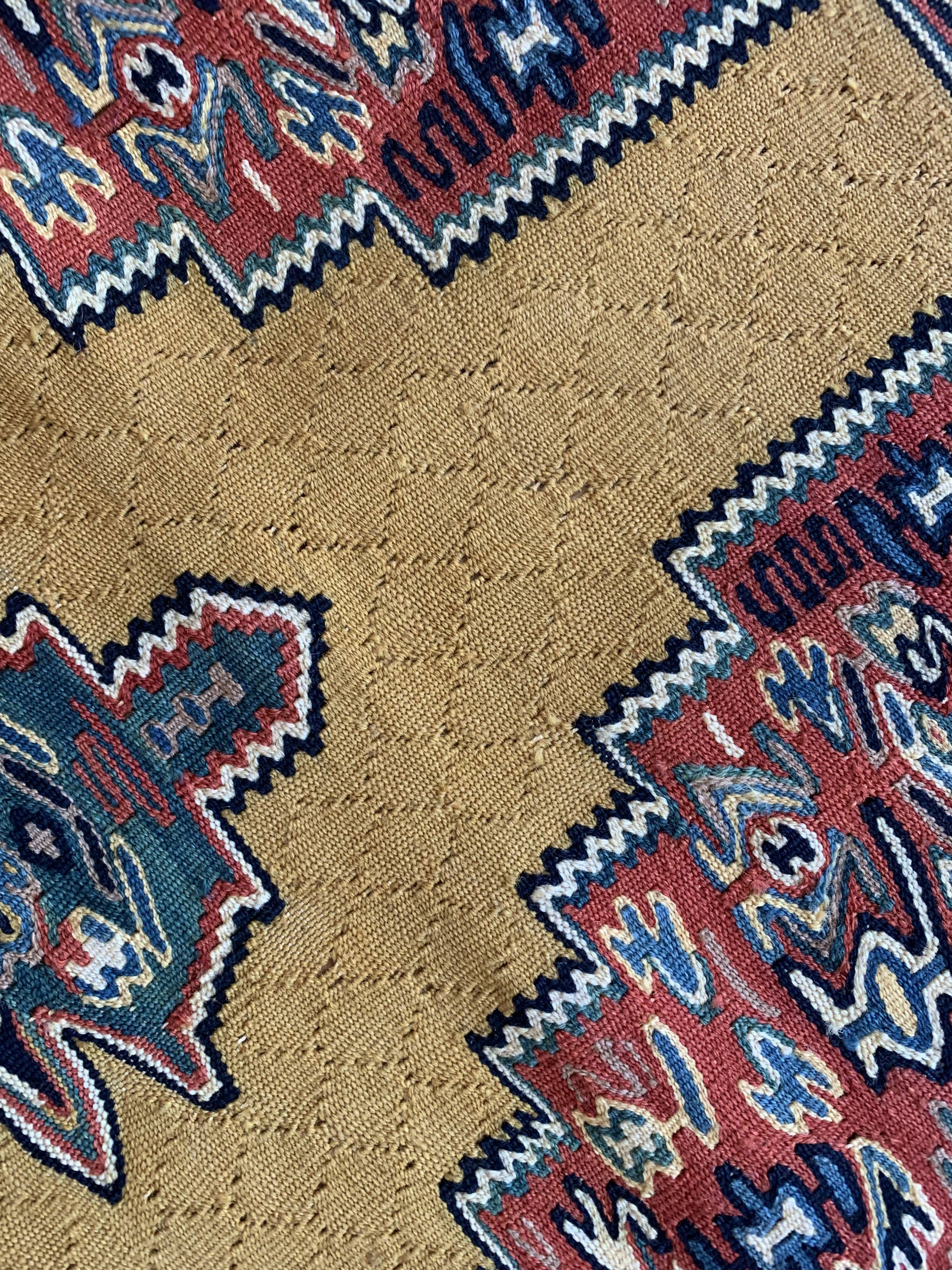 Pair of Yellow Kilims Handmade Persian Flatwoven Area Rugs- 81x115cm