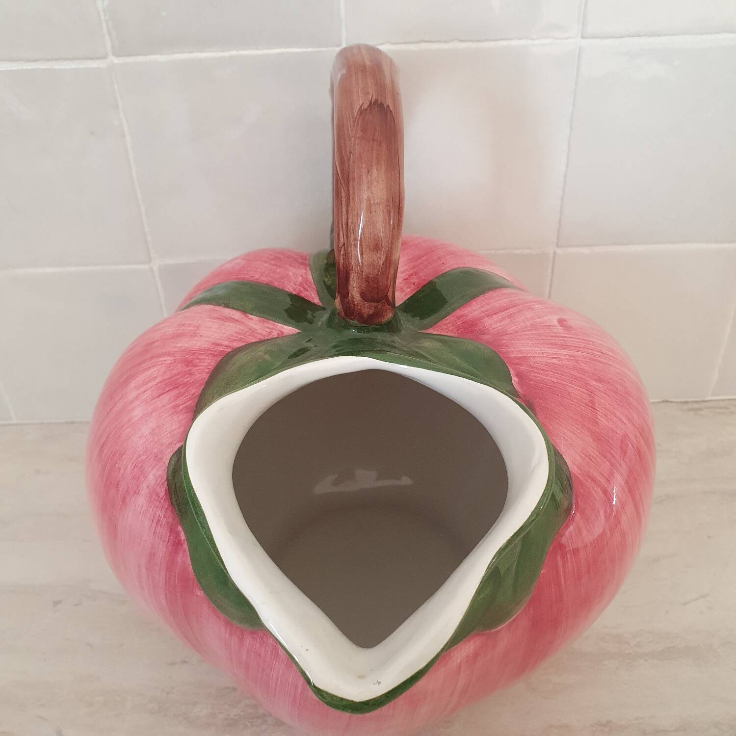 Pichet en céramique forme Pêche ou Tomate / rose