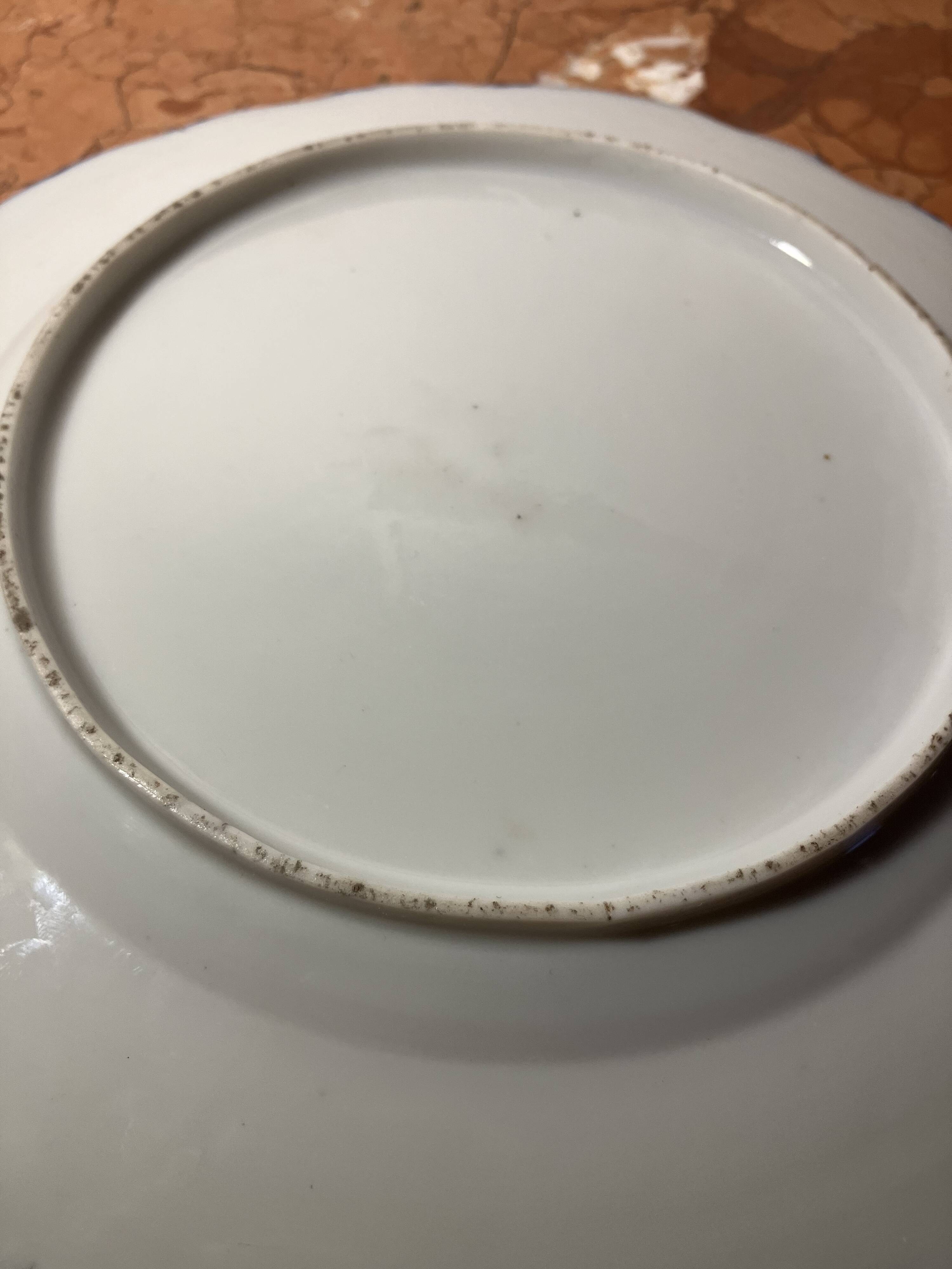 Porcelain plate from the early 20th century with pagoda decoration.