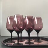 Ensemble de 6 grands verres à vin violets