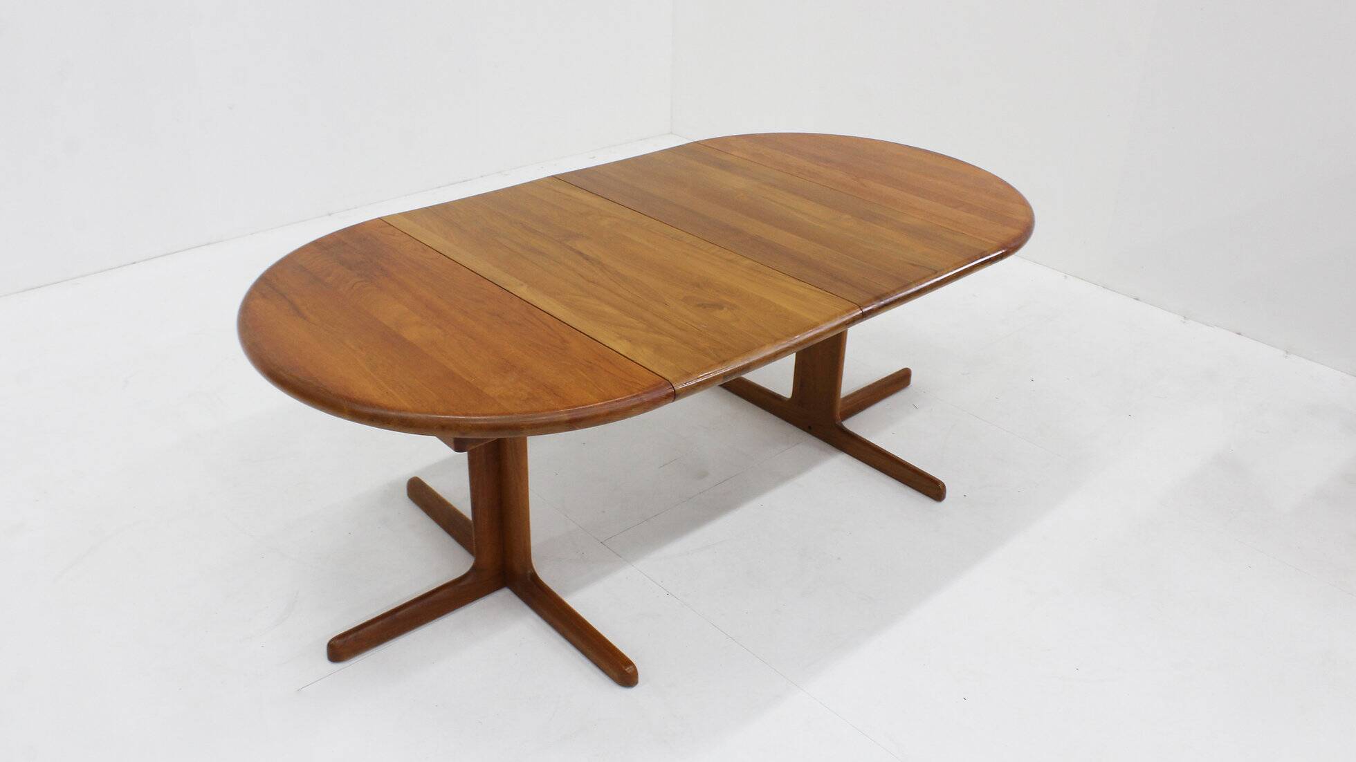 Vintage Danish round extendable dining table solid teak 1960s