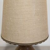 XL gourd lamp in ceramic and jute fabric, France circa 1960.