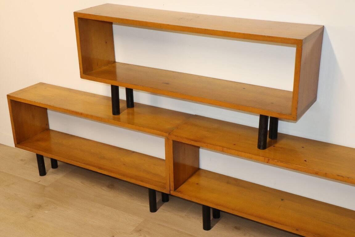 Vintage shelf with modular wooden boxes, 1960s