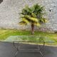 Rectangular table translucent glass top metal base vintage 1980
