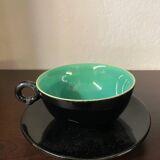 Set of 6 1960s coloured cups st clement faience with their saucers