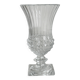 Antique thick glass vase on a pedestal.