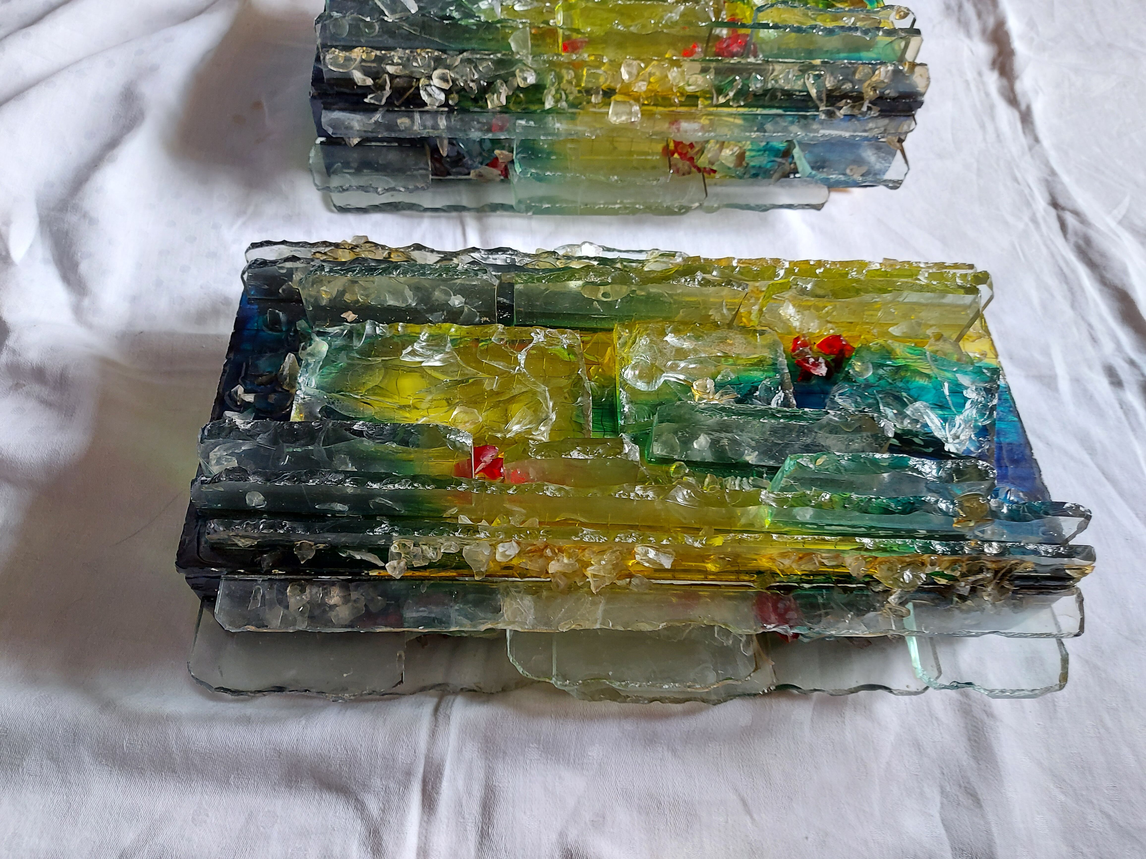 Pair of raak glass appliques, Willem Van Oyen, Chartres model