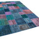 Hand-knotted anatolian 202 cm x 300 cm blue patchwork rug