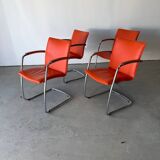 Set of 4 designer chairs by Erik Munnikhof for Leolux in chrome.