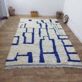 Azilal vintage rug 310x200 cm - Blue geometric patterns