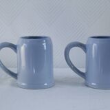 Set of 2 stoneware tankards / mugs 50cl light blue
