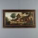 Ancient painting of a bucolic landscape, oil on canvas, Europe, 19th century.