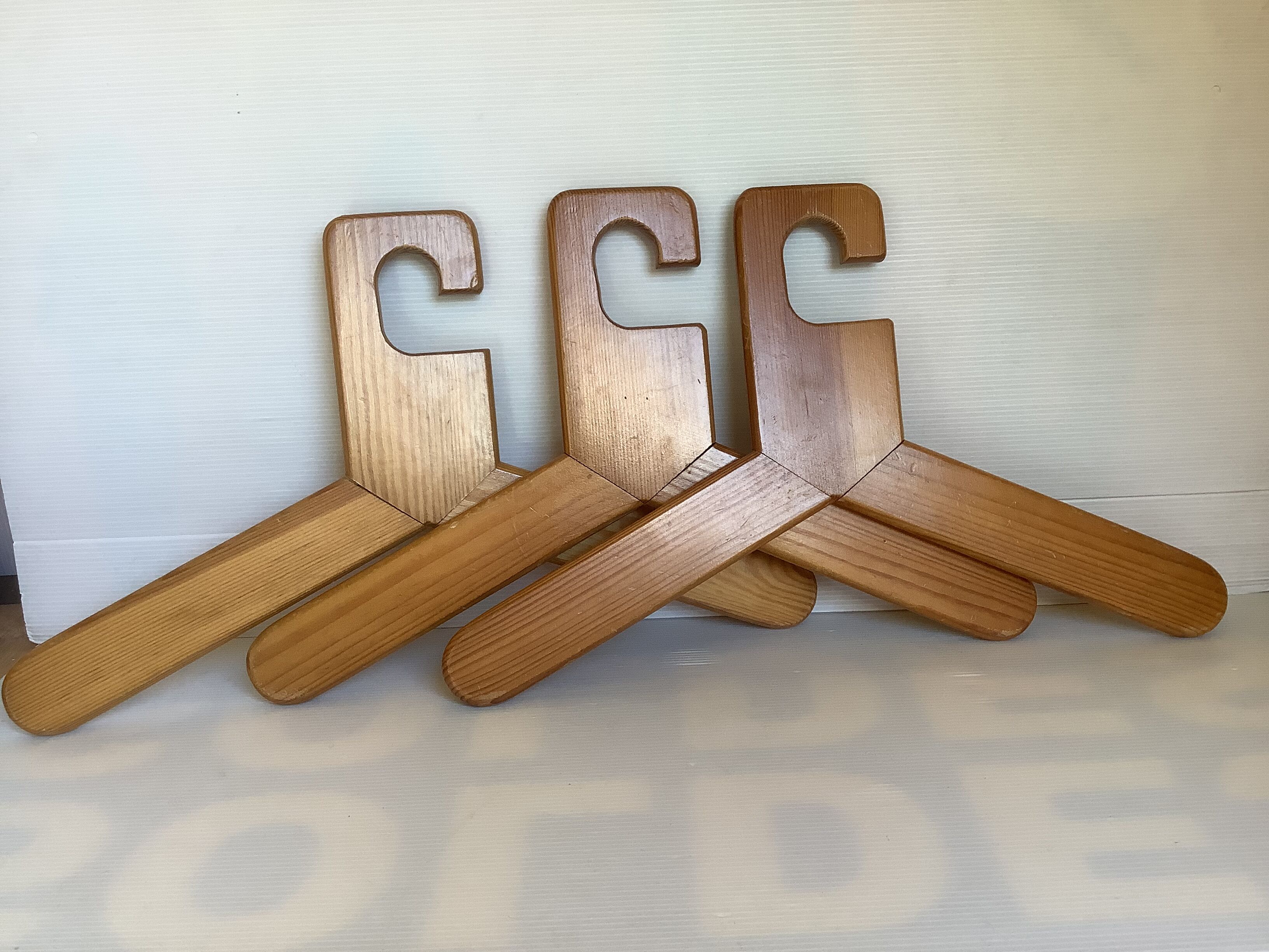 Trio of Scandinavian wooden hangers year 70