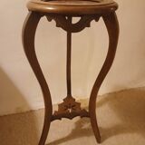Old pedestal table in wood and marble