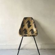 Chair in fibreglass and metal by René-Jean Caillette, stork, 1950 design.