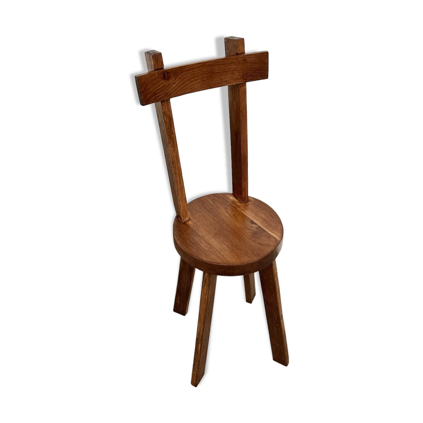 Brutalist chair in solid oak, 1900