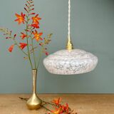 Vintage white Clichy glass lampshade pendant light