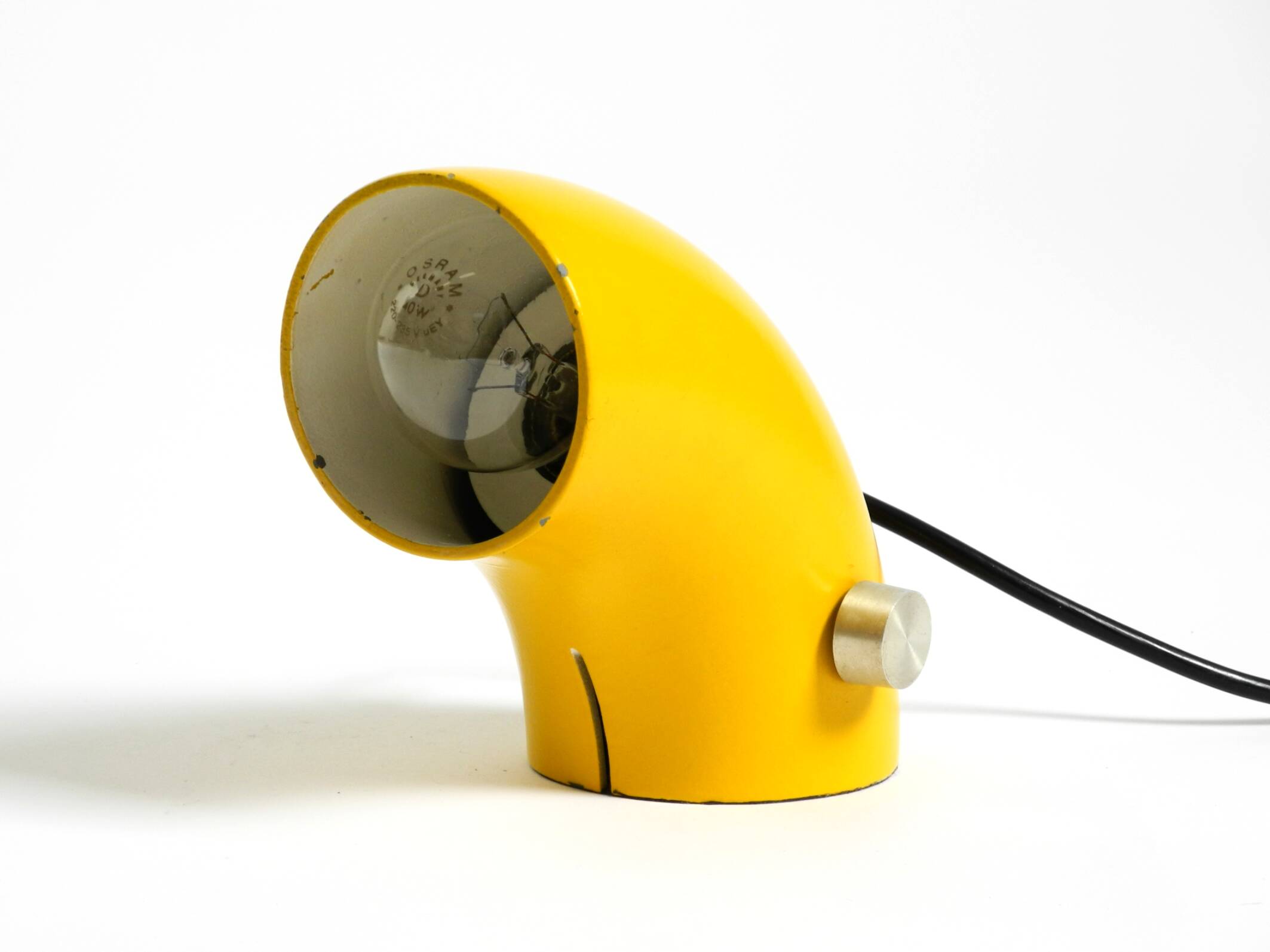 Very rare original Space Age 60s yellow table lamp made of iron by Temde
