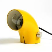 Very rare original Space Age 60s yellow table lamp made of iron by Temde