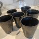 Vallauris service, the pottery of the great oak. Black metal glazed ceramics.