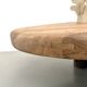 XXL oval coffee table in solid oak, cylindrical base, 1950s.