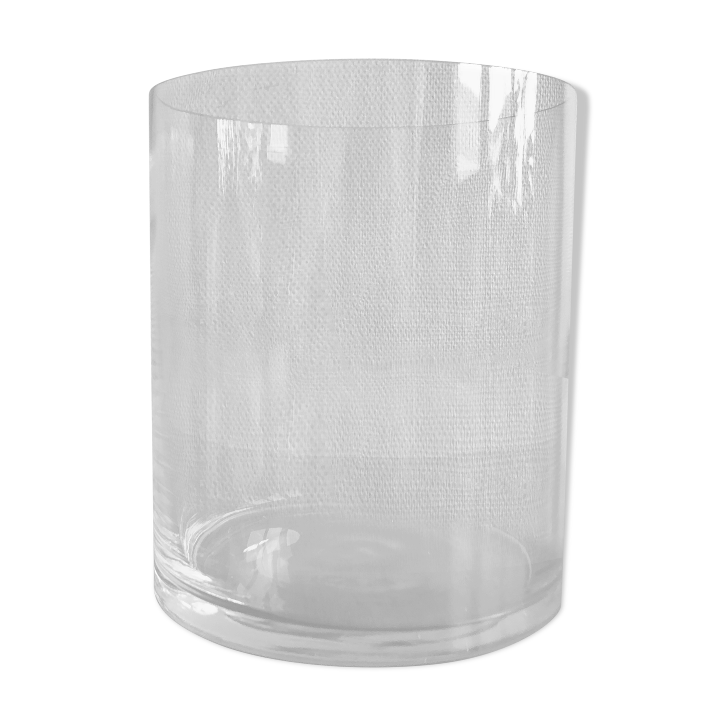 Large cylindrical vase in blown glass