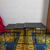 Vintage black metal trundle tables 1950