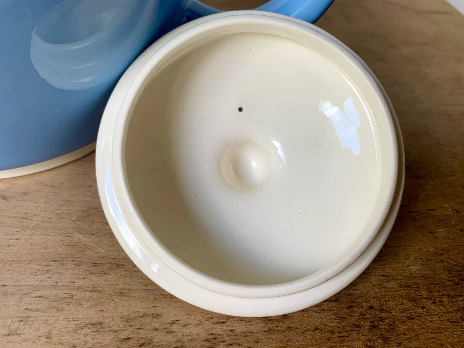 Old sky blue Digoin coffee maker