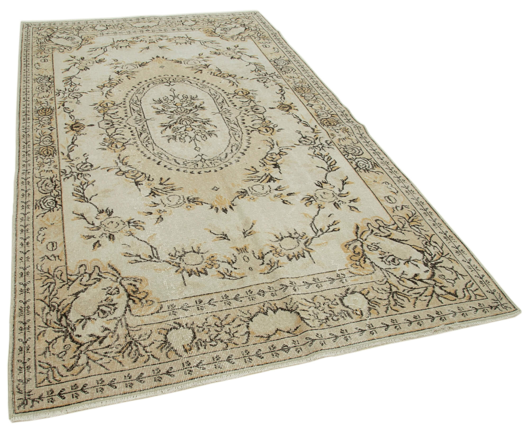 Handwoven one-of-a-kind anatolian beige carpet 160 cm x 271 cm