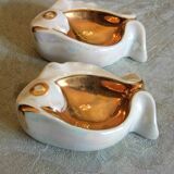 Salerons en porcelaine Limoges , forme poisson années 50 Vintage
