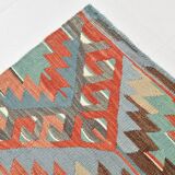 Kilim vintage tons verts et roses,motifs géométriques anatoliens,181x315 Cm