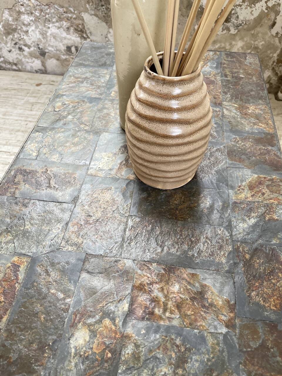 1950s slate coffee table