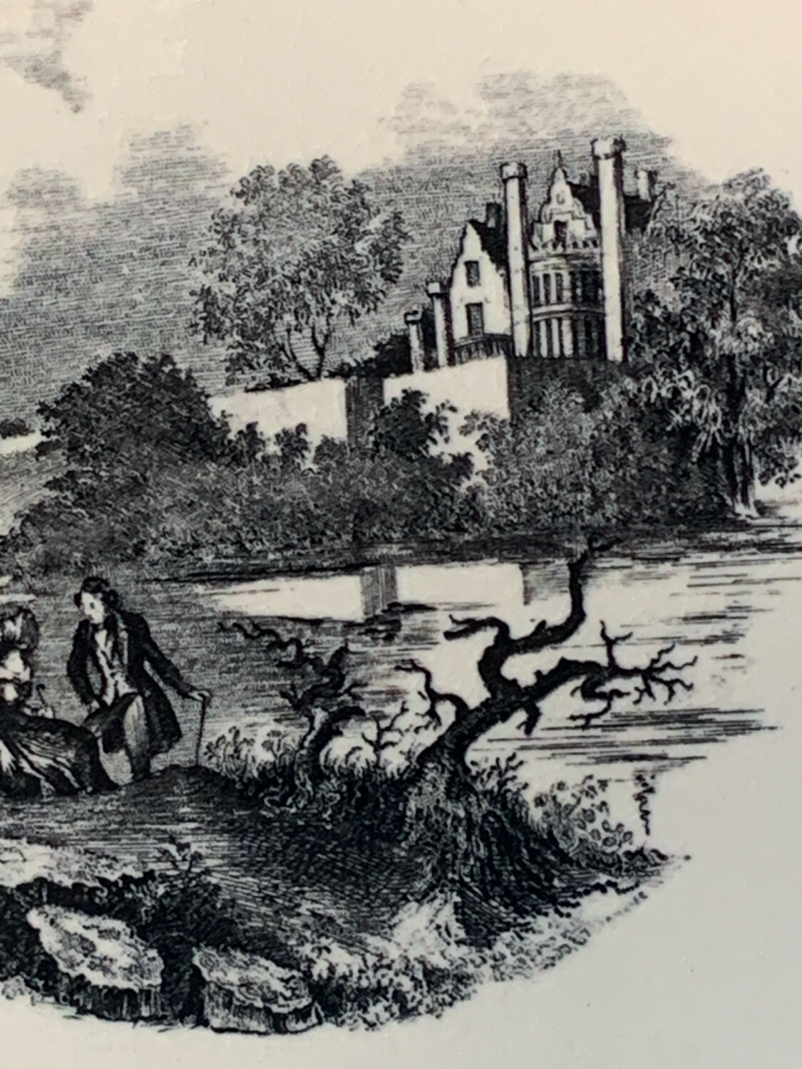 Neuf assiettes à dessert anciennes Boch La Louvière