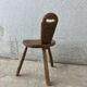 Brutalist tripod stool with backrest, France, vintage 1950s