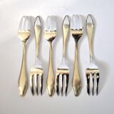 6 fourchettes à dessert modernistes en métal argenté chantourné DEETJEN