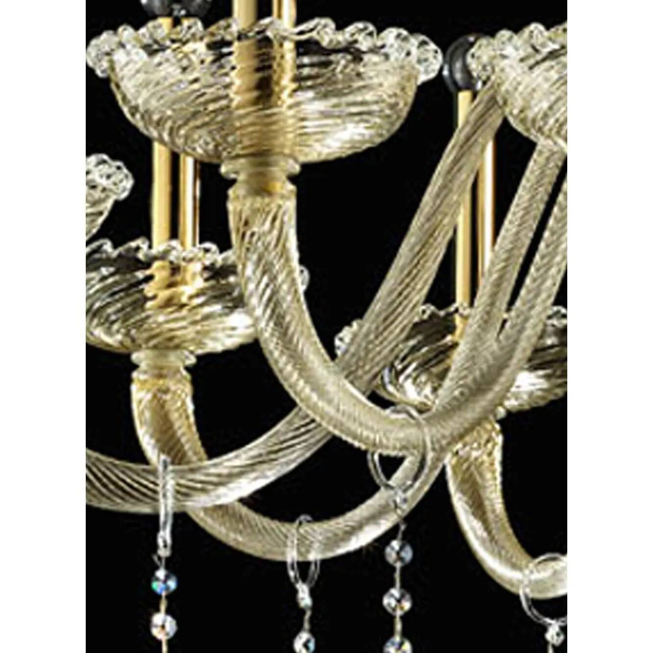 Imperial Gold "Curls" Murano Glass Venetian Chandelier