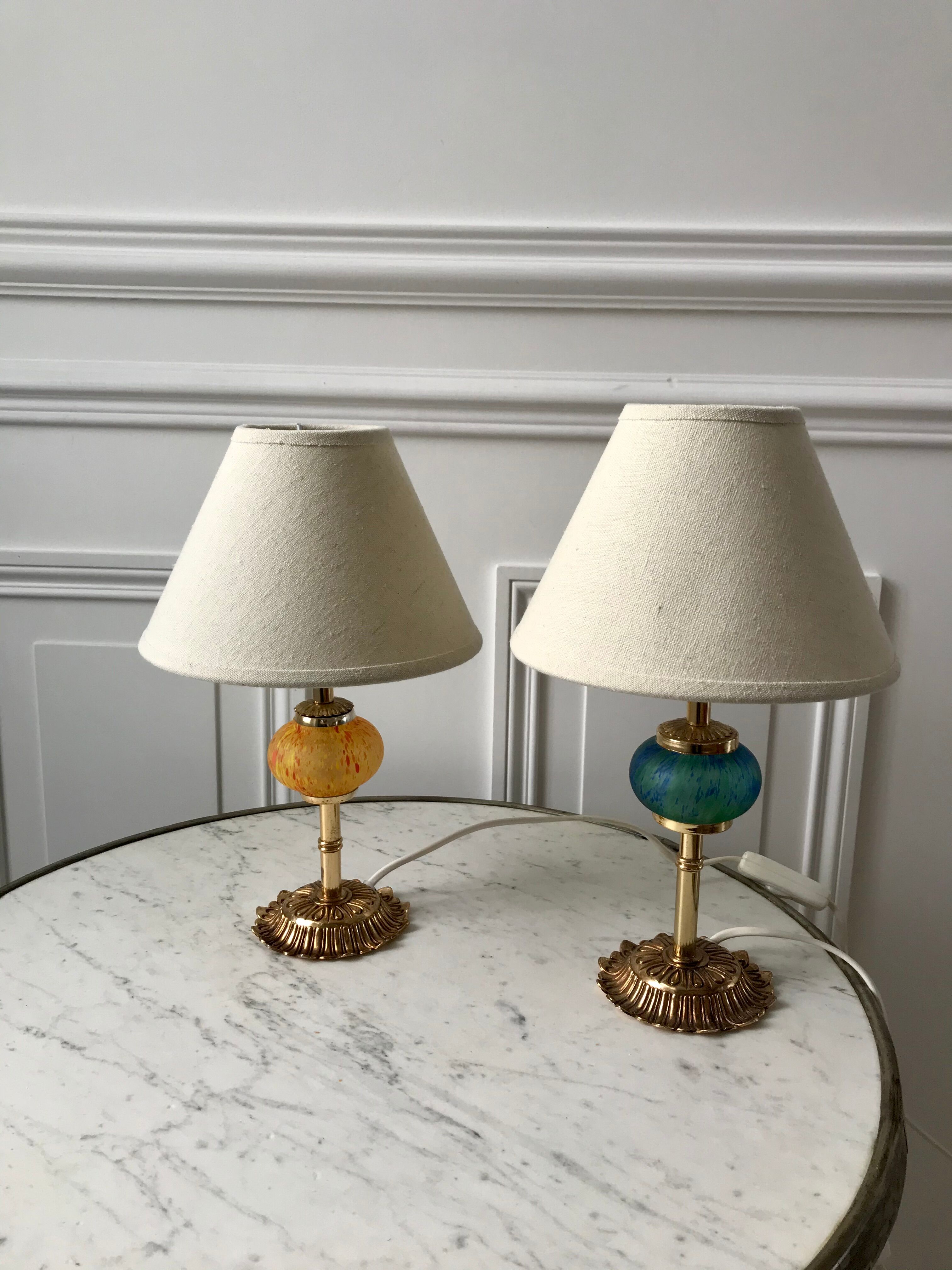 Pair of vintage murano glass lamp
