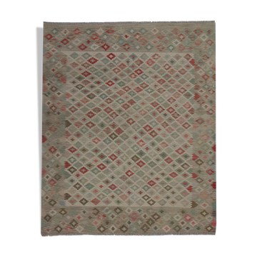 Géométrique Tissé à la main Oriental Wool Kilim Traditionnel Nouveau Tapis en Laine Tissée Plate 168x193cm