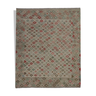 Geometric Handwoven Oriental Wool Kilim Traditional New Flatwoven Wool Area Rug 168x193cm