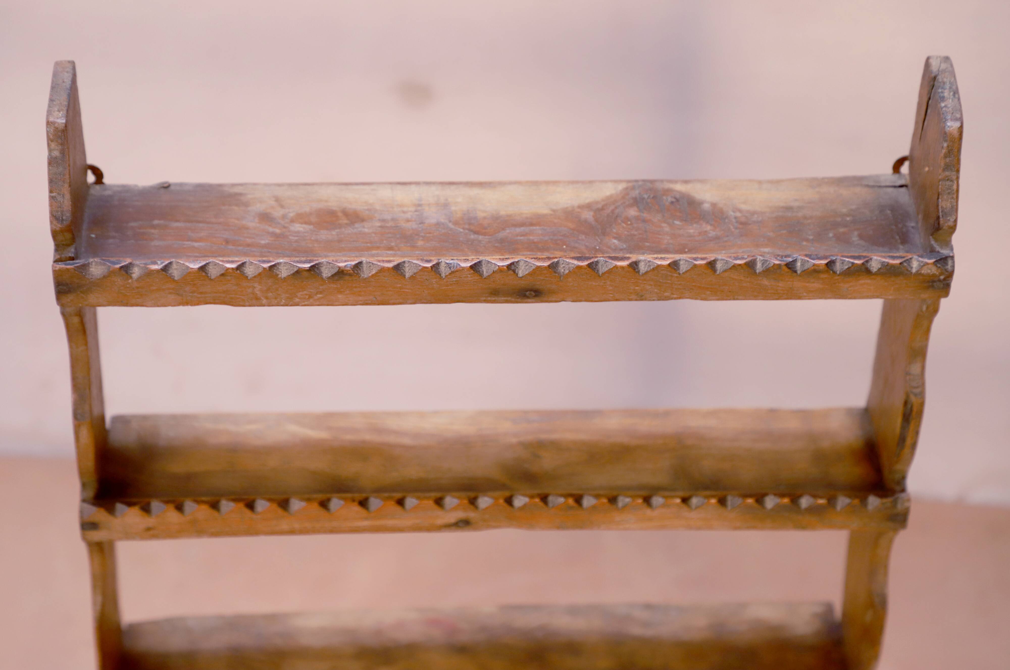 Burmese teak wall shelf