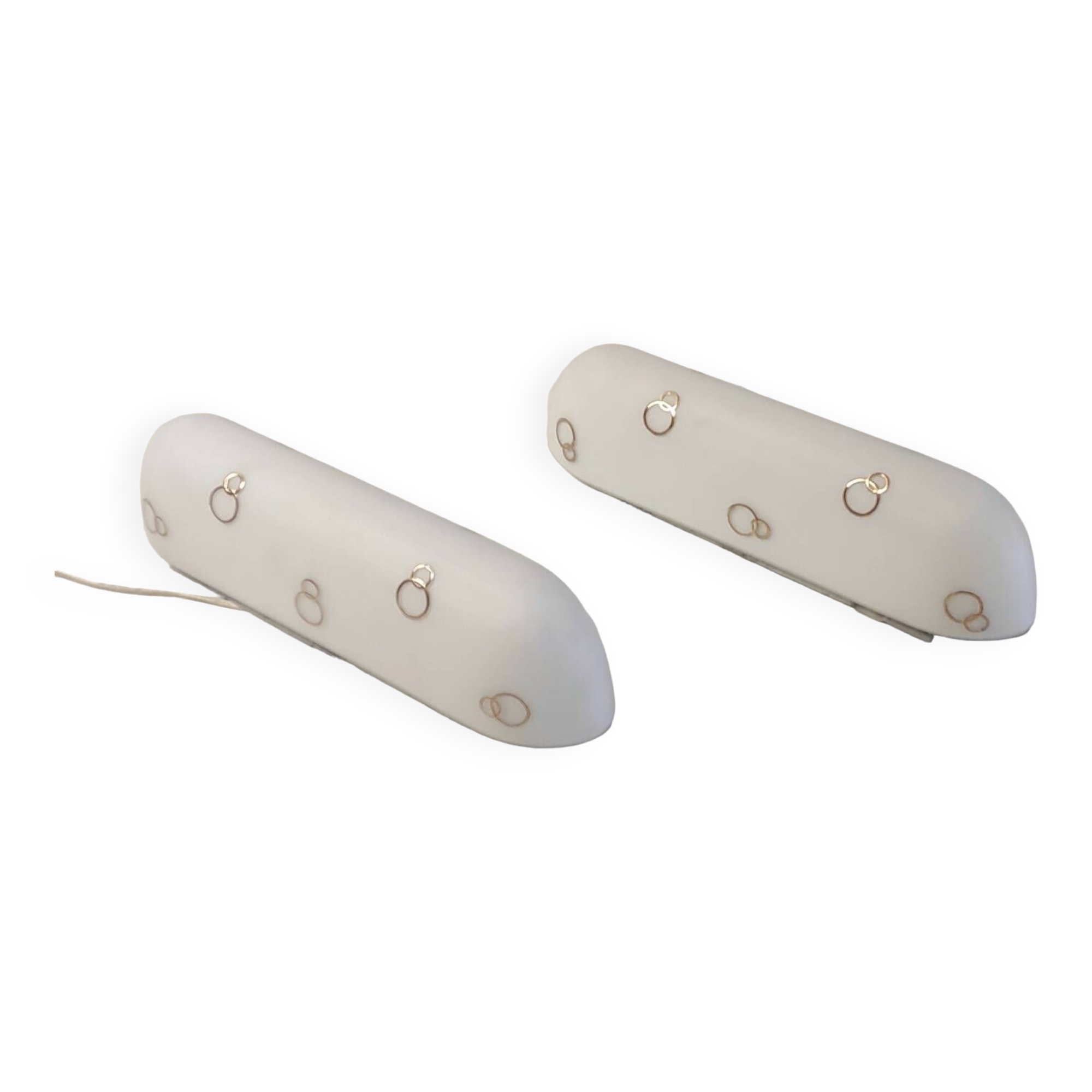 Duo of opaline glass and gold decor wall lights - 50s/60s