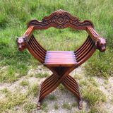 Carved wood Dagobert armchair