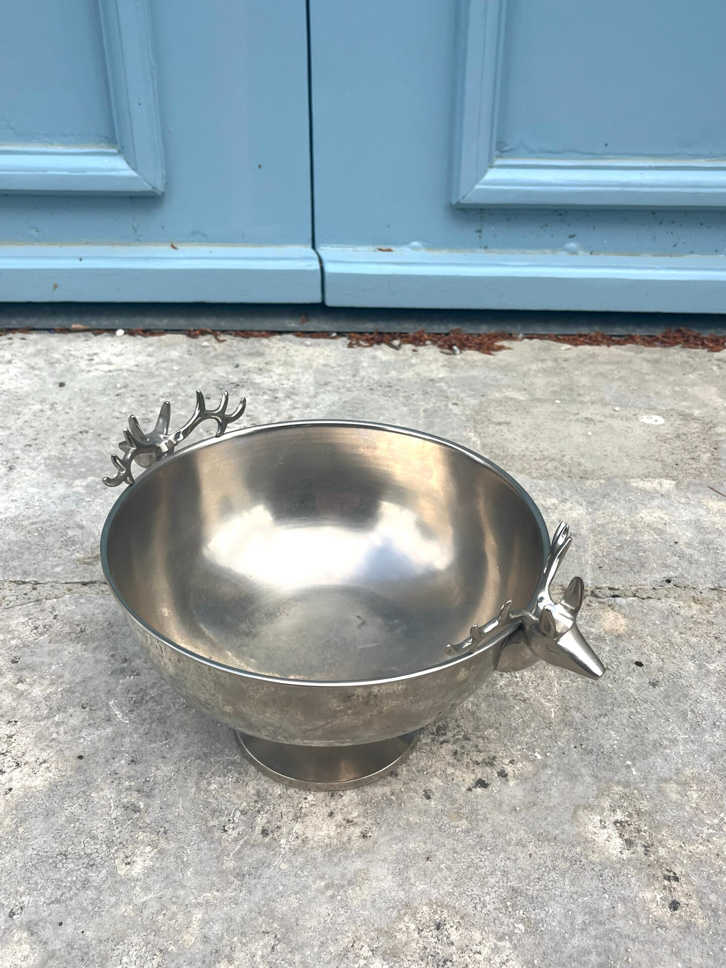 French stag handle champagne bucket wine cooler pedestal bowl