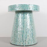 Mushroom style turquoise pearlescent mosaic coffee table 45x52 cm