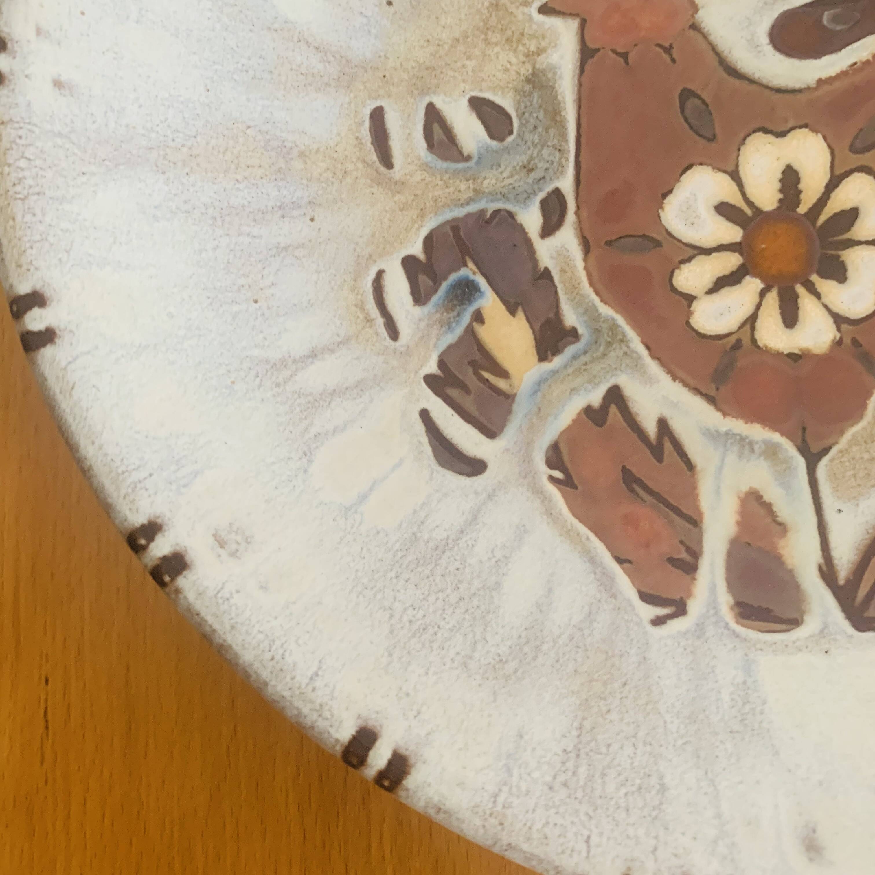 Large glazed ceramic dish by J.G. Picard, 1960s-70s.