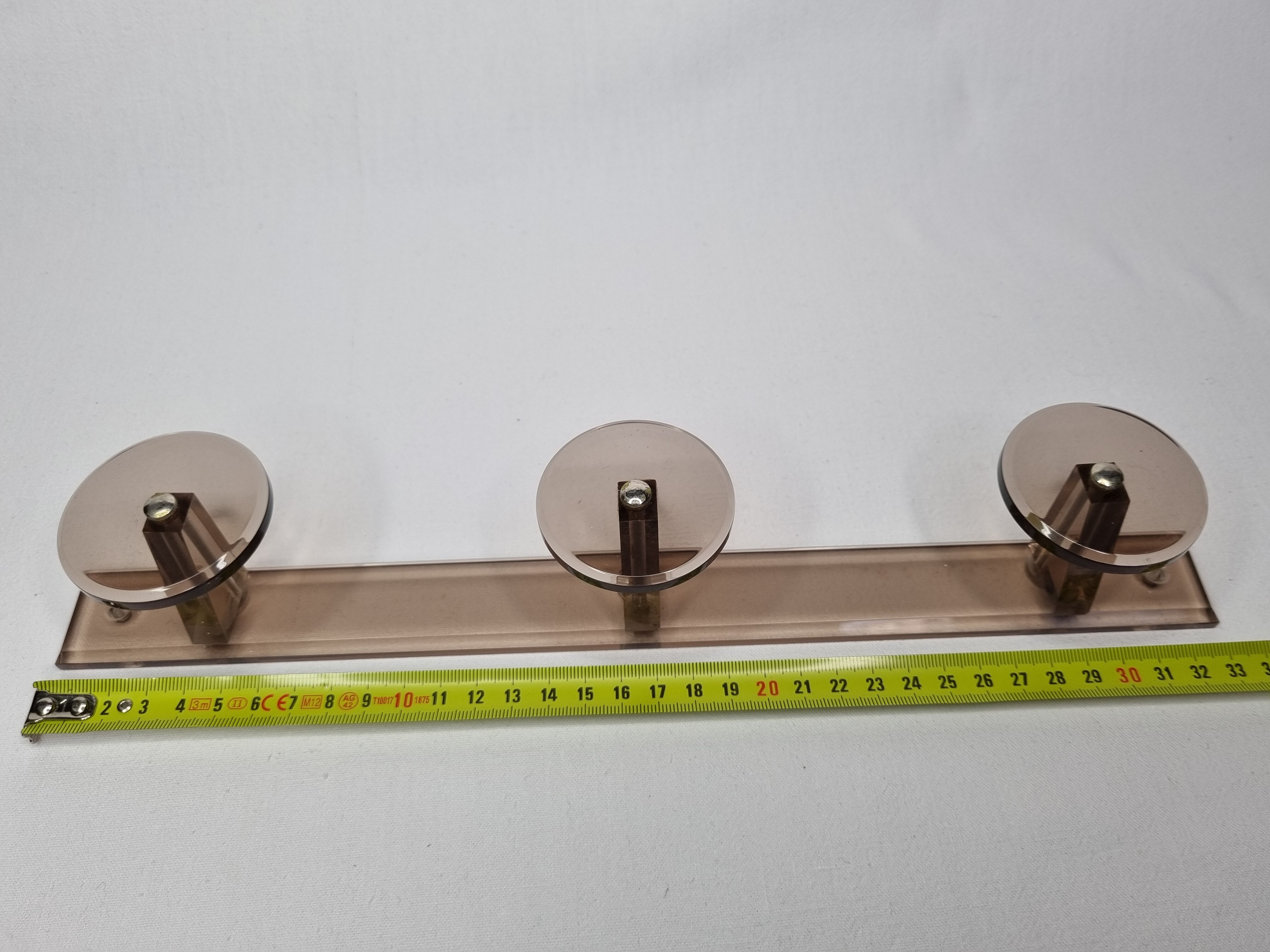 Vintage smoked plexiglass coat rack from the 70