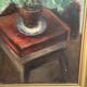 Original Swedish Oil on Panel - "Cineraria i Kruka" by Elna Jacobsson - Signed - Vintage and Framed - 48 × 43.5 cm (18.9" × 17.1")