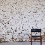 Set of 5 Scandinavian chairs in teak and faux leather, 1960.